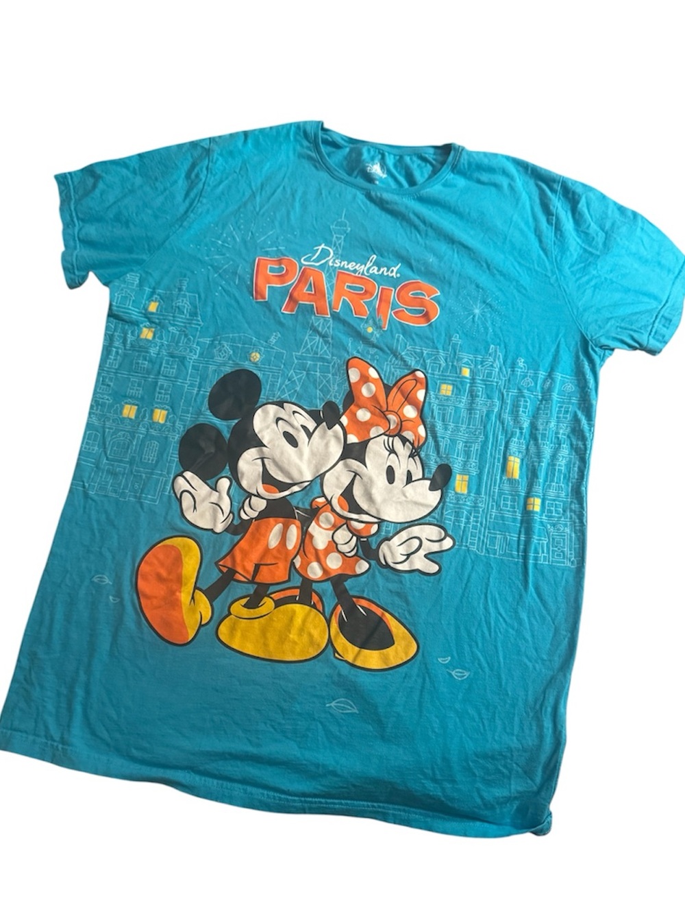 Disney Turquoise Mickey & Minnie Paris Short Sleeve Tee